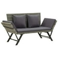 thumbnail image 1 of vidaXL Garden Bench with Cushions 69.3" Gray Poly Rattan, 46232, 1 of 9