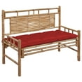 thumbnail image 1 of vidaXL Garden Bench with Multi Color Cushion Bamboo Outdoor Lounge Seating, 1 of 20