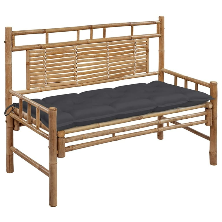 vidaXL Garden Bench with Multi Color Cushion Bamboo Outdoor Lounge