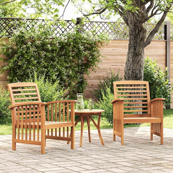 vidaXL Garden Chair Set of 2 Natural wood Solid acacia wood Standard