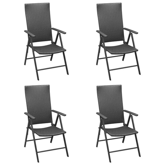 vidaXL Garden Chairs 4 pcs Poly Rattan Black, 313105