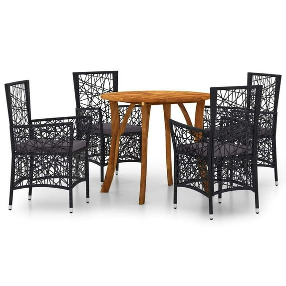 vidaXL Garden Dining Set 3/5 Piece Black Outdoor Patio Balcony 33.5"/47.2"