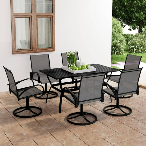 vidaXL Garden Dining Set 3/5 Pieces Textilene and Steel Outdoor Patio Dinner
