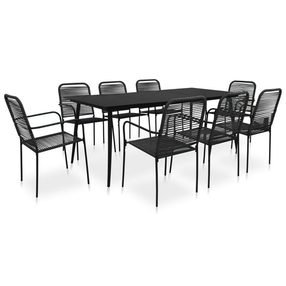 vidaXL Garden Dining Set 7/9 Piece Cotton Rope and Steel Black Outdoor Patio