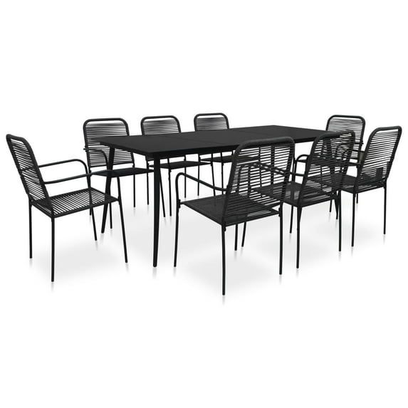 vidaXL Garden Dining Set 7/9 Piece Cotton Rope and Steel Black Outdoor Patio