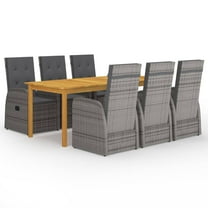 vidaXL Garden Dining Set 7 Pieces Outdoor Patio Dinner Table Chair Gray/Black
