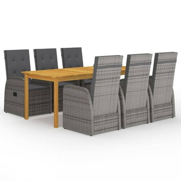 vidaXL Garden Dining Set 7 Pieces Outdoor Patio Dinner Table Chair Gray/Black