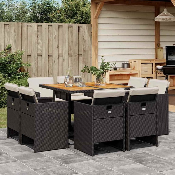 vidaXL Garden Dining Set Black, Brown, Cream White