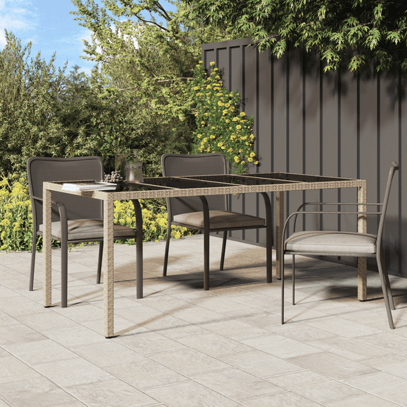 vidaXL Garden Dining Table Beige 74.8x35.4x29.5 in Poly Rattan