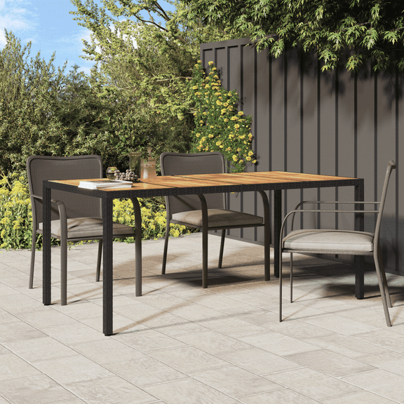 vidaXL Garden Dining Table Black 74.8x35.4x29.5 in Poly Rattan