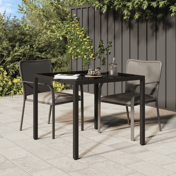 vidaXL Garden Dining Table Brown 35.4x35.4x29.5 in Poly Rattan