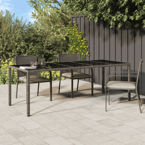 vidaXL Garden Dining Table Grey 98.4x39.4x29.5 in Poly Rattan