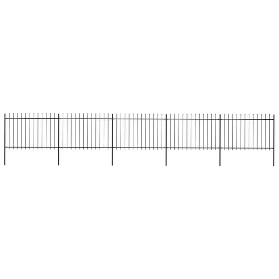 vidaXL Garden Fence Patio Privacy Screen Fence Wall with Spear Top Steel Black