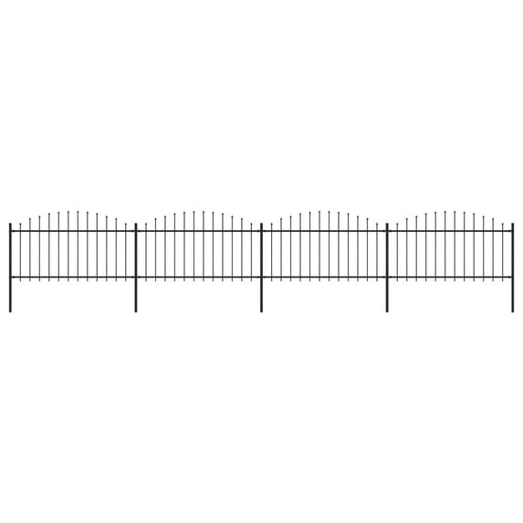 vidaXL Garden Fence Patio Privacy Screen Fence Wall with Spear Top Steel Black