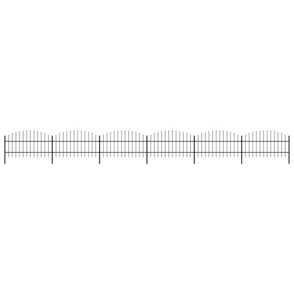 vidaXL Garden Fence Patio Privacy Screen Fence Wall with Spear Top Steel Black