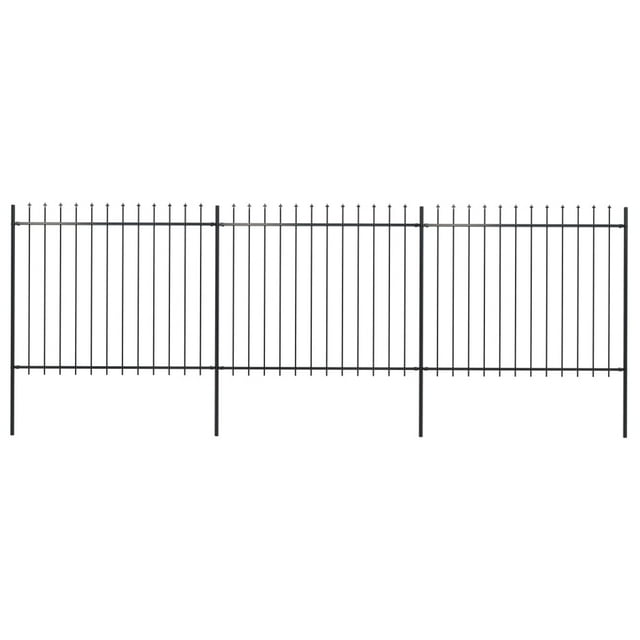 vidaXL Garden Fence Patio Privacy Screen Fence Wall with Spear Top Steel Black