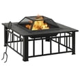 thumbnail image 1 of vidaXL Garden Fire Pit with Poker 31.9"x31.9"x18.5" XXL Steel, 1 of 7
