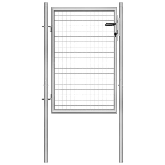 vidaXL Garden Gate Fence Wall Privacy Screen Fence Galvanized Steel Silver
