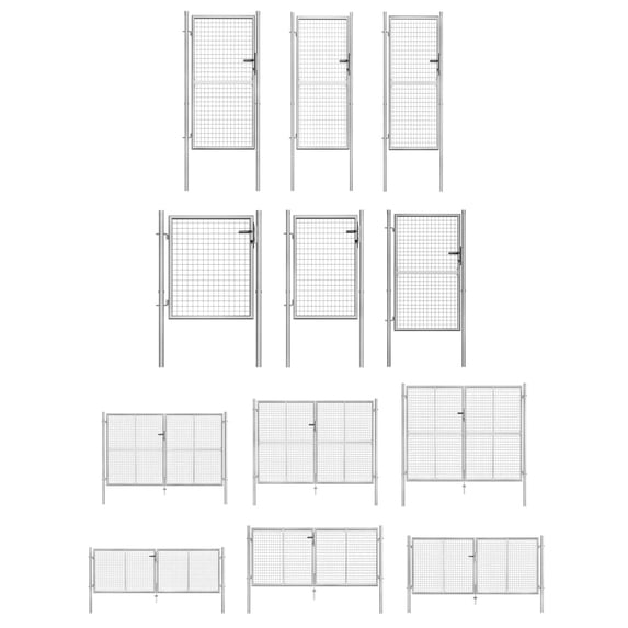 vidaXL Garden Gate Fence Wall Privacy Screen Fence Galvanized Steel Silver