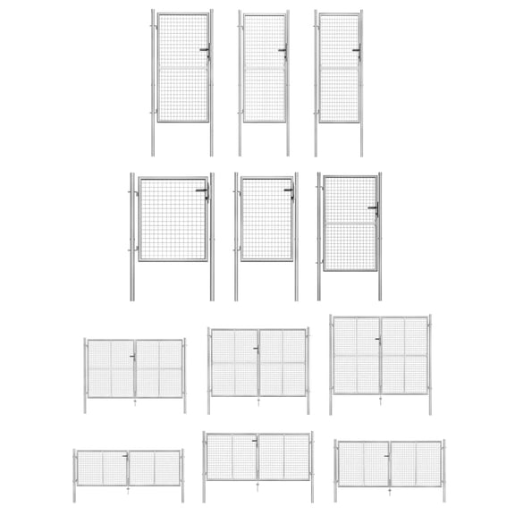 vidaXL Garden Gate Fence Wall Privacy Screen Fence Galvanized Steel Silver