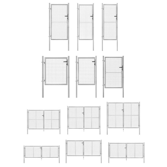 vidaXL Garden Gate Fence Wall Privacy Screen Fence Galvanized Steel Silver