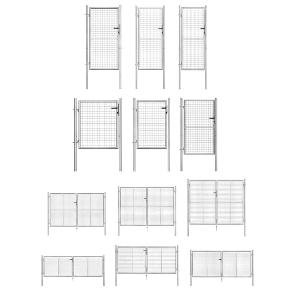 vidaXL Garden Gate Fence Wall Privacy Screen Fence Galvanized Steel Silver