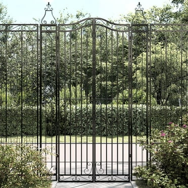 vidaXL Garden Gate Ornamental Fence Gate with Bolt Hinge Trellis Wrought Iron