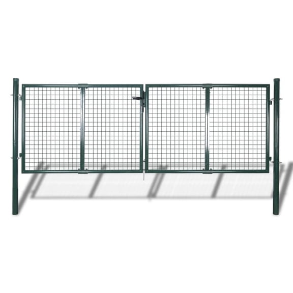 vidaXL Garden Mesh Gate Lockable Steel Green 120.5" x 59.1"