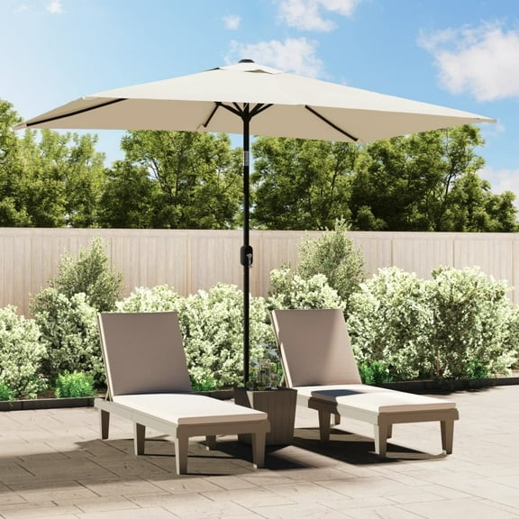 vidaXL Garden Parasol Sandy White 100% Polyester, Steel 78.7 x 118.1 in