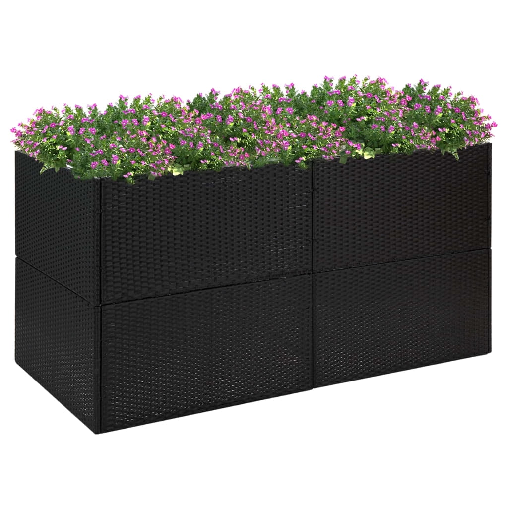 Large Black Poly Rattan Outdoor Garden Planter