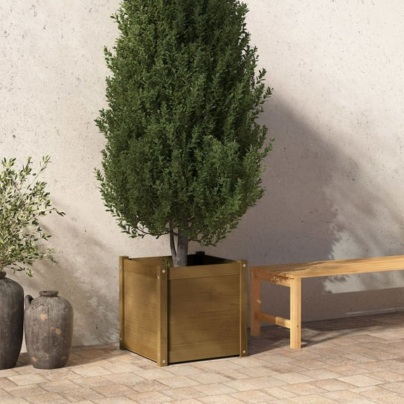 vidaXL Garden Planter Honey Brown 19.7"x19.7"x19.7" Solid Wood Pine