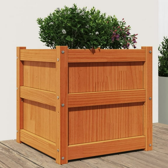vidaXL Garden Planter Wax Brown 19.7"x19.7"x19.7" Solid Wood Pine