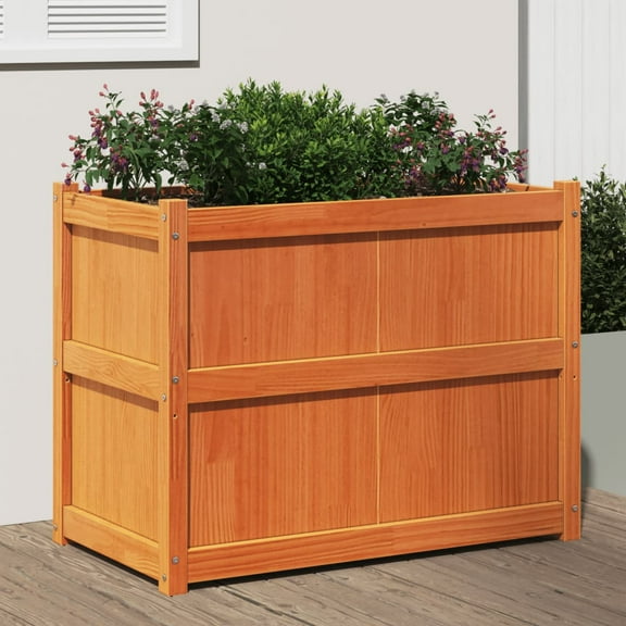 vidaXL Garden Planter Wax Brown 35.4"x19.7"x27.6" Solid Wood Pine