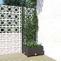 vidaXL Garden Planter with Trellis Black 15.7"x15.7"x47.8" PP