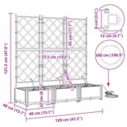 vidaXL Garden Planters 1 pc Lattice Black 120 x 40 x 126 cm Plastic