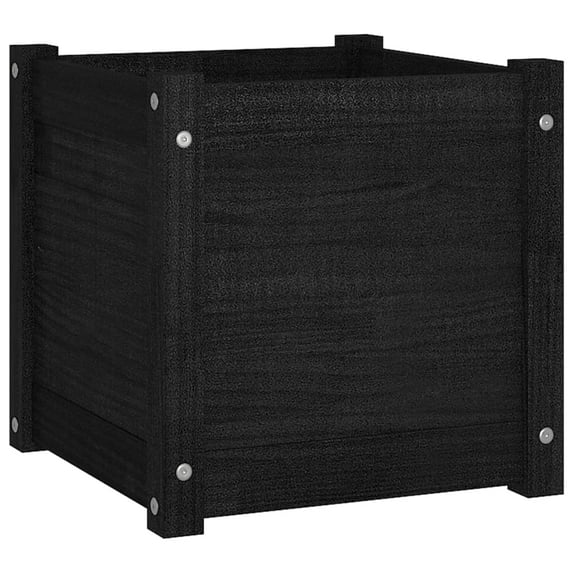 vidaXL Garden Planter Black 15.7"x15.7"x15.7" Solid Wood Pine