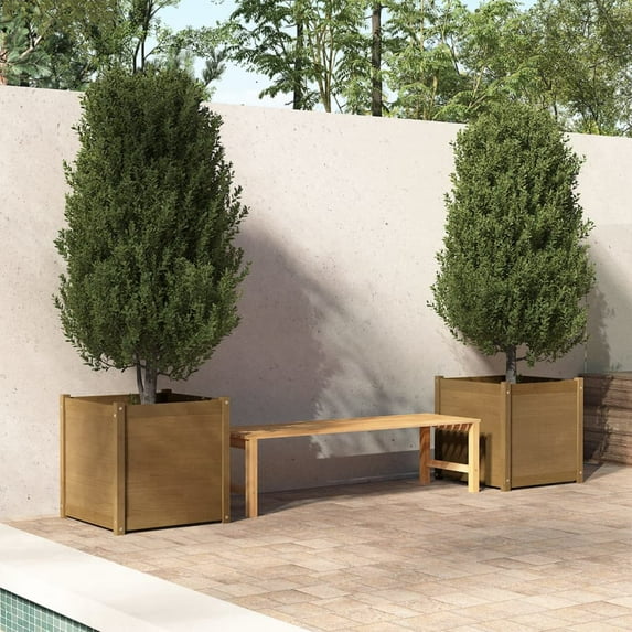 vidaXL Garden Planters 2 pcs Black 23.6"x23.6"x23.6" Solid Wood Pine