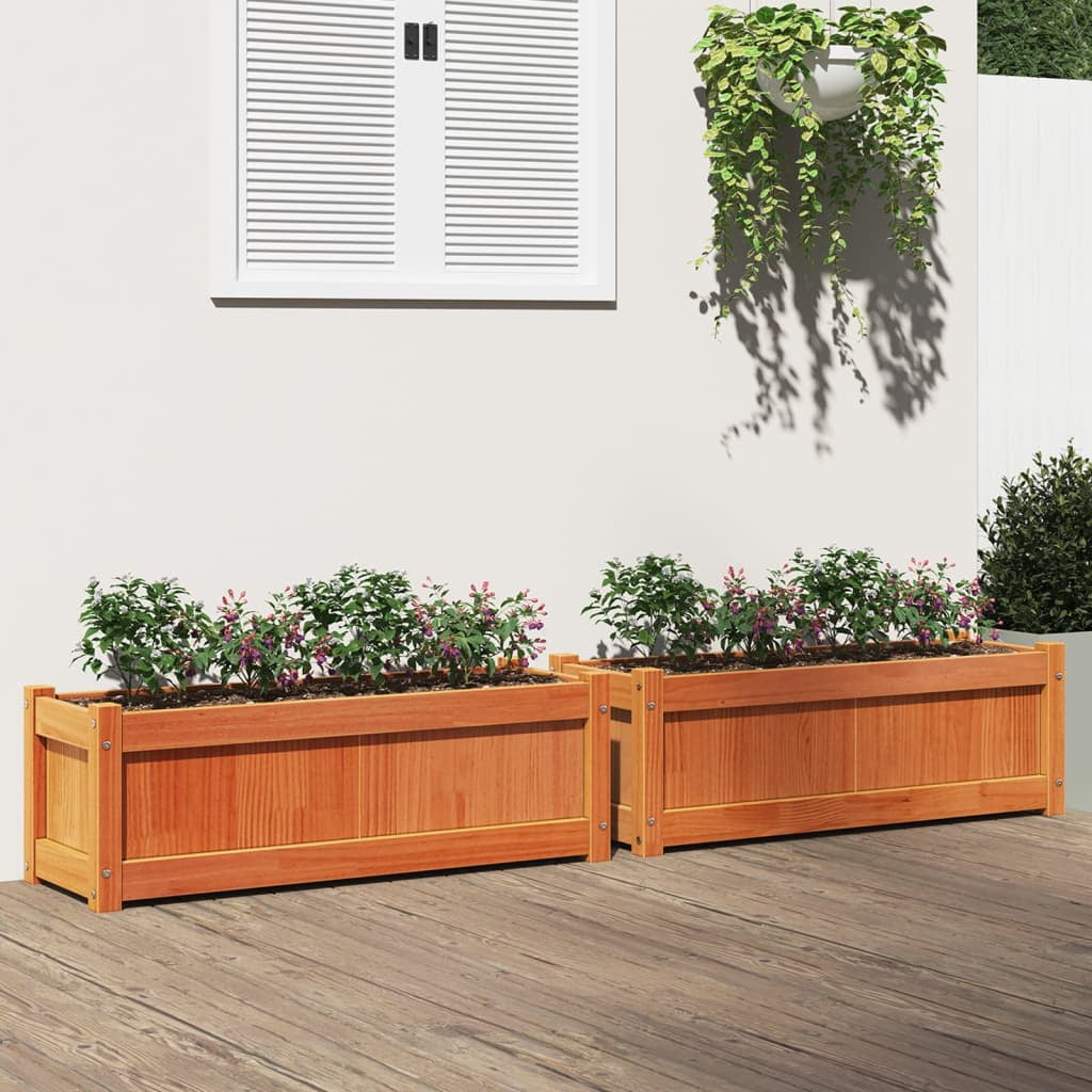 vidaXL Garden Planters 2 pcs Wax Brown Solid Wood Pine - Walmart.com