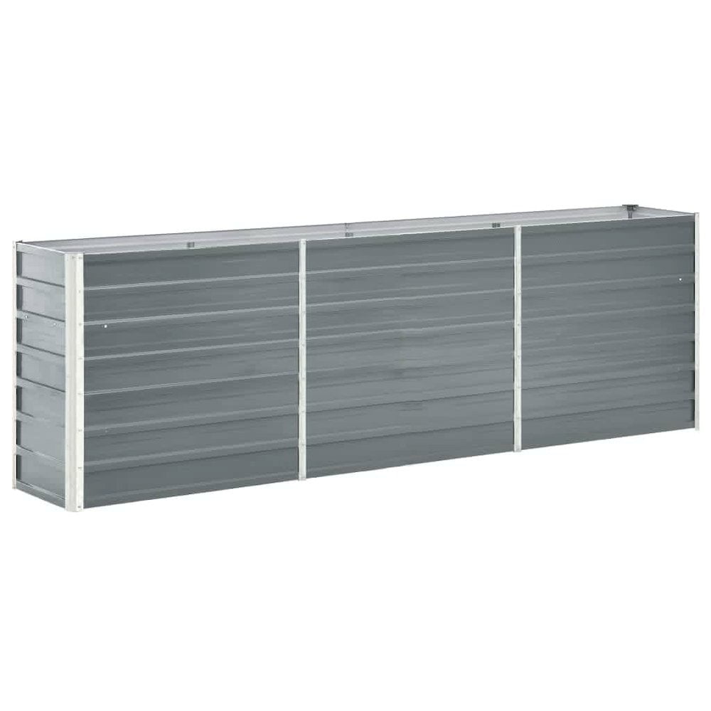 Gray Galvanized Steel Outdoor Raised Garden Bed 94.5" x 15.7" x 30.3"