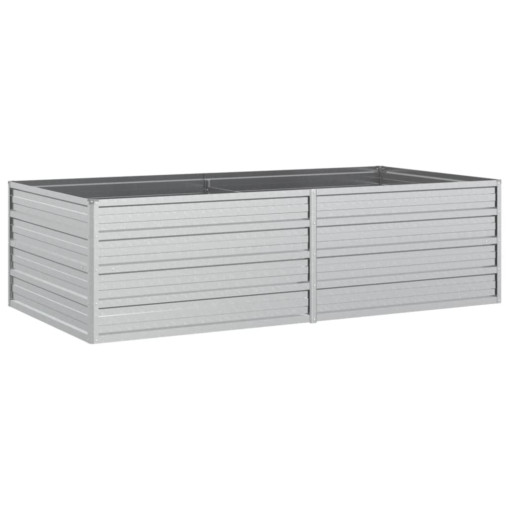 vidaXL Garden Raised Bed Galvanized Steel Silver Patio Flower Box Multi Sizes