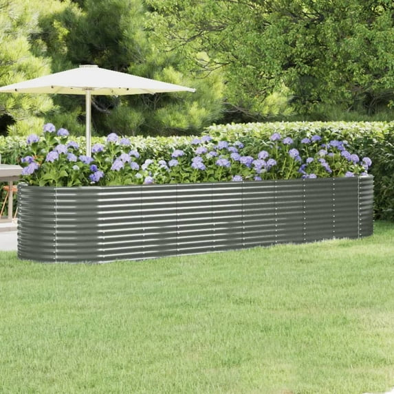 vidaXL Garden Raised Bed Gray 144.5"x55.1"x26.8" Powder-coated Steel