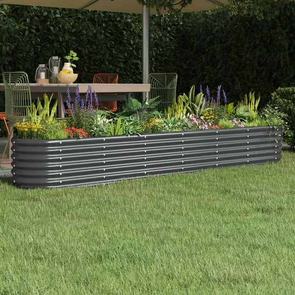 vidaXL Garden Raised Bed Anthracite Powder-coated steel Large Durable