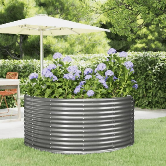 vidaXL Garden Raised Bed Grey Powder-coated steel Large Durable