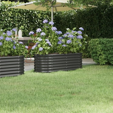 vidaXL Garden Raised Bed Powder-coated Steel 130.7"x15.7"x26.8" Anthracite