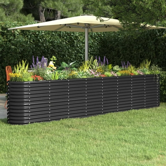 vidaXL Garden Raised Bed Powder-coated Steel 130.7"x15.7"x26.8" Anthracite