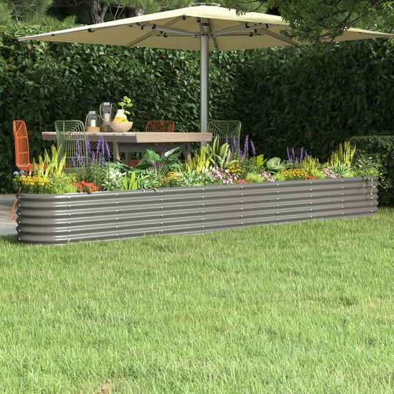 vidaXL Garden Raised Bed Powder-coated Steel 130.7"x15.7"x26.8" Anthracite