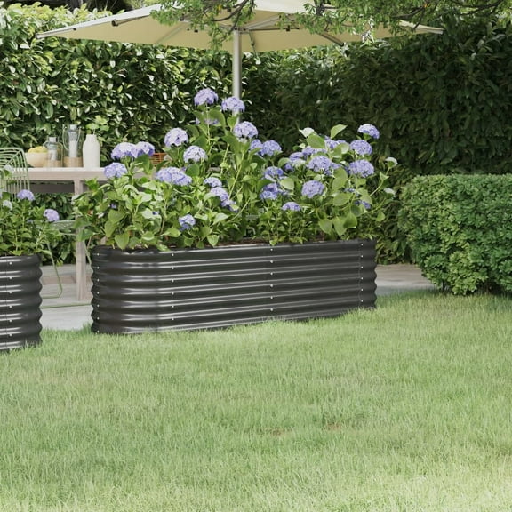 vidaXL Garden Raised Bed Powder-coated Steel 59.8"x15.7"x14.2" Anthracite