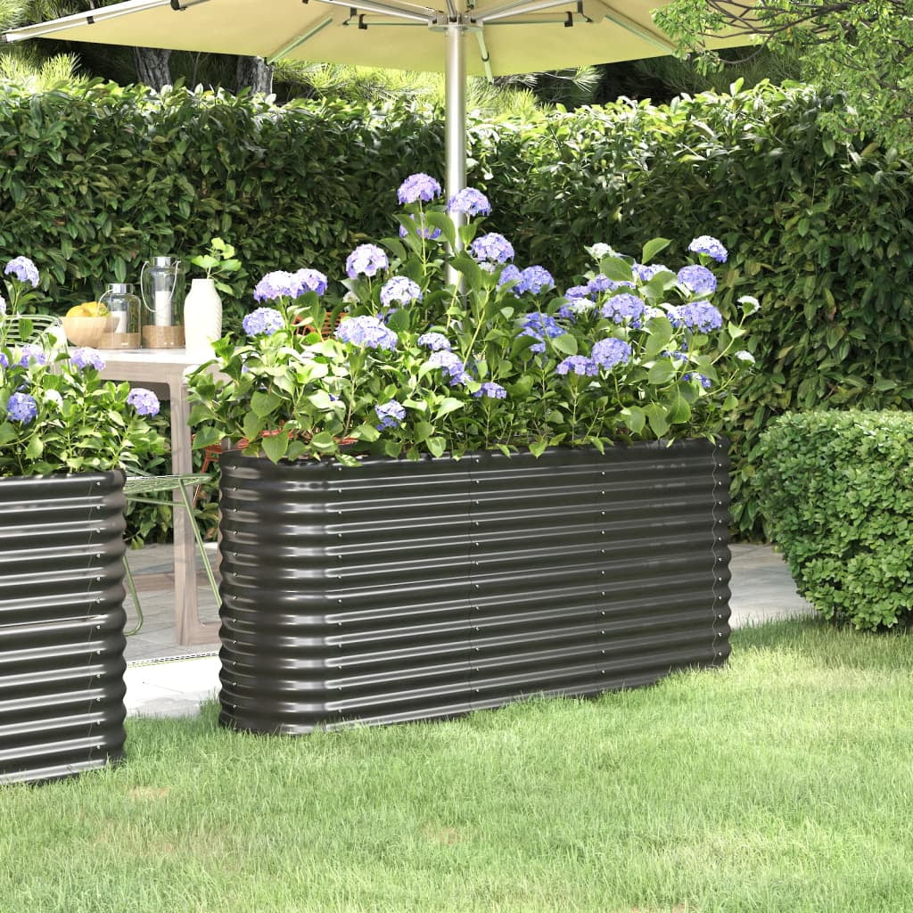 vidaXL Garden Raised Bed Powder-coated Steel 59.8"x15.7"x26.8" Anthracite