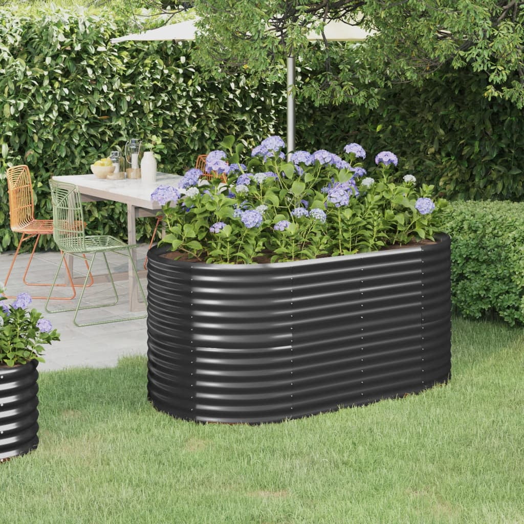 vidaXL Garden Raised Bed Powder-coated Steel 59.8"x31.5"x26.8" Anthracite