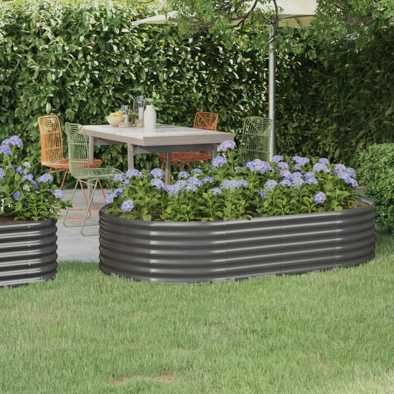 vidaXL Garden Raised Bed Powder-coated Steel 68.9"x39.4"x14.2" Gray